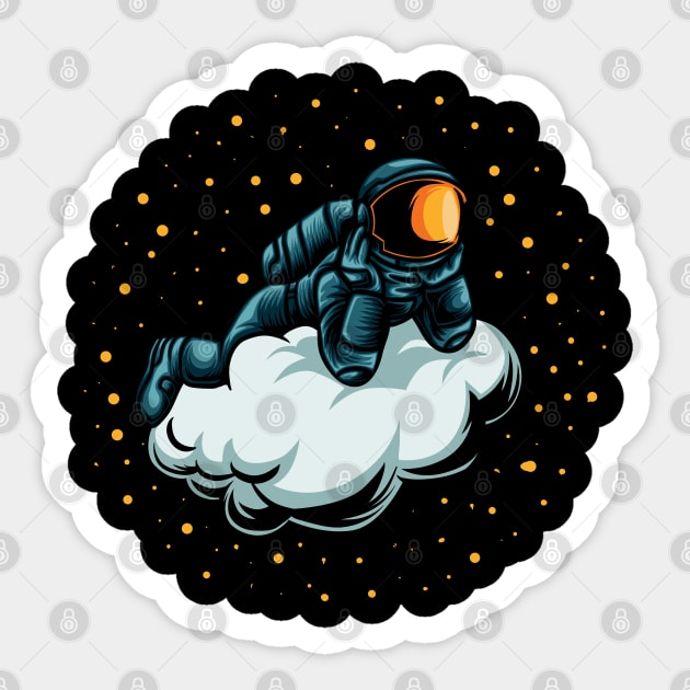 Astronaut chilling in the space Sticker by Anna Hlimankova